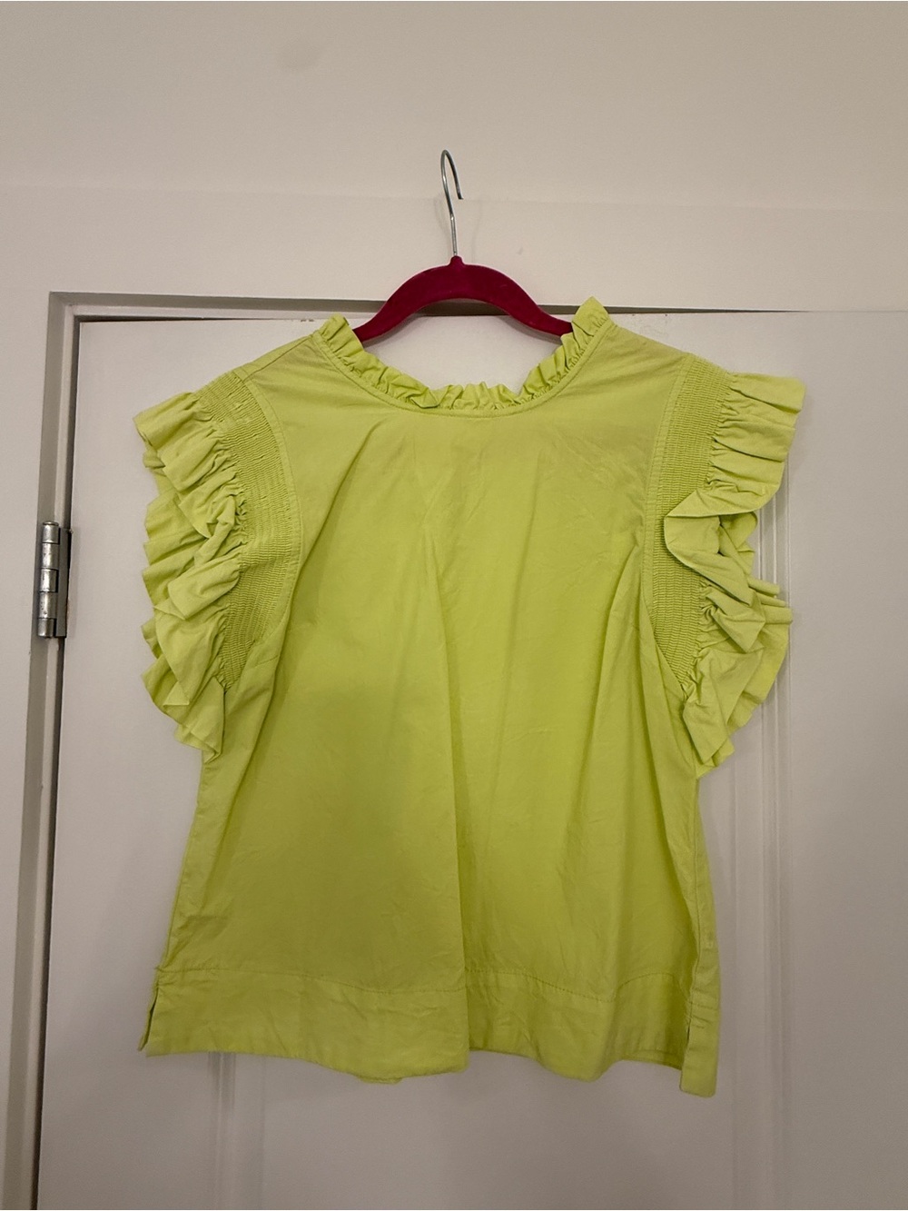 English Factory Lime Ruffle Sleeve Blouse